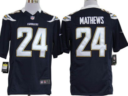 San Diego Chargers 24 Ryan Mathews Navy Blue Game Jersey